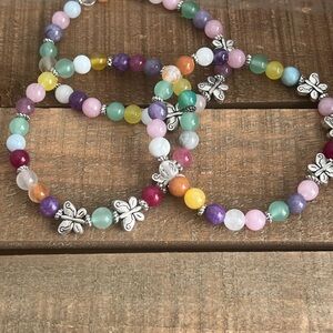 Colorful Beaded Bracelet with Silver Charms